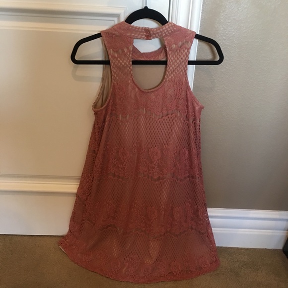 Francesca’s Collections: Pink Lace Halter Dress - Picture 2 of 3